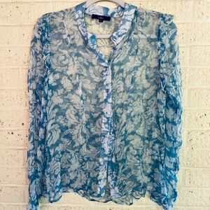Lulus Sheer Button-Up Blouse